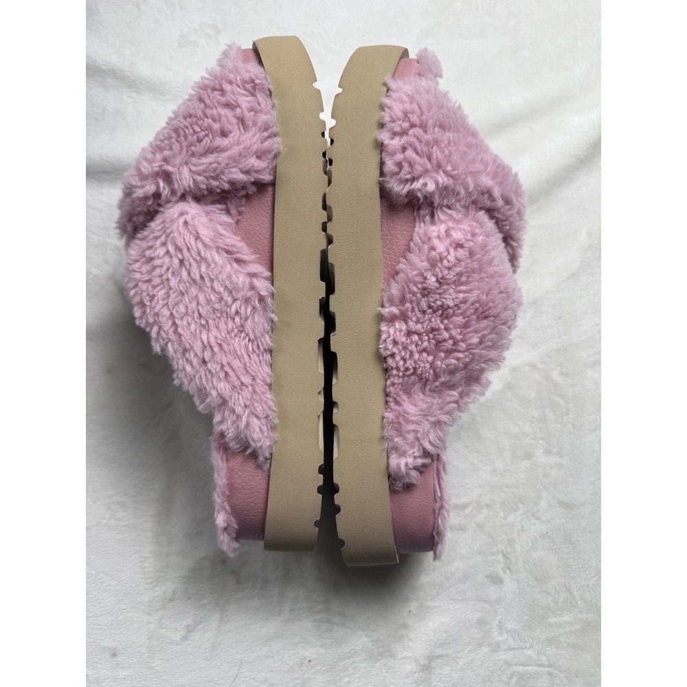 UGG Fuzz Sugar Cross Slide Pink Plush Platform Slippers 1120860 Womens 8 he - Picture 4 of 6